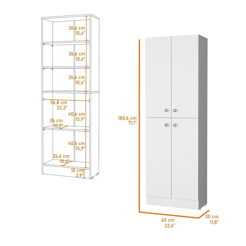 Meuble de rangement Cameron avec 4 portes et 5 étagères dissimulées - S/O