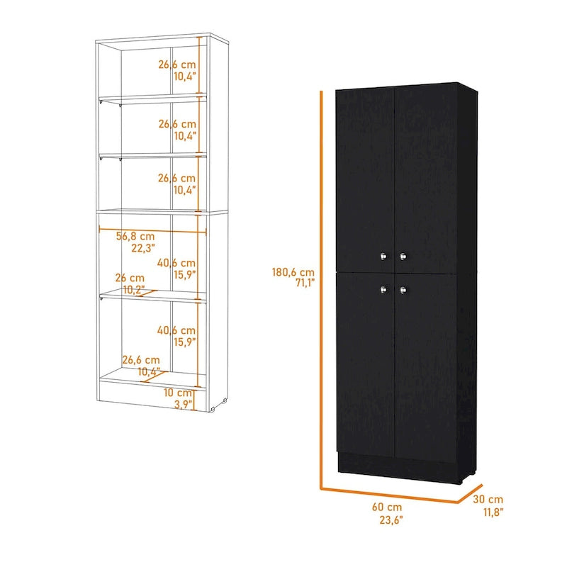 Meuble de rangement Cameron avec 4 portes et 5 étagères dissimulées - S/O