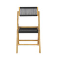 Lot de 2 chaises pliantes en bois modernes Kiawah Coastal avec corde et dossier réglable, Noir/Naturel, par JONATHAN Y