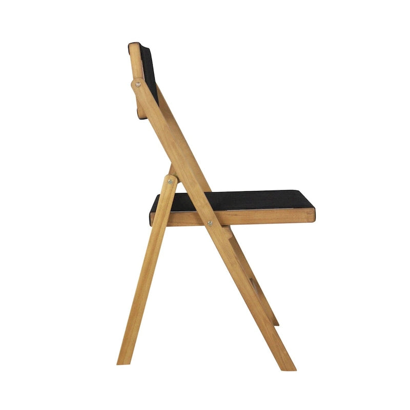 Lot de 2 chaises pliantes en bois modernes Kiawah Coastal avec corde et dossier réglable, Noir/Naturel, par JONATHAN Y