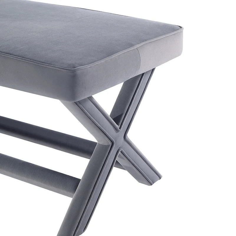 Banc Abigail Manhattan Comfort de style moderne du milieu du siècle, avec revêtement en velours