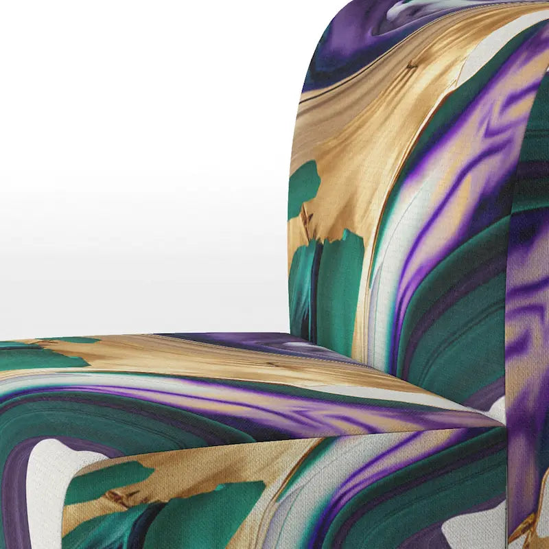 Designart Purple, Green And Gold Bold Strokes I Fauteuil d'appoint moderne et contemporain rembourré et fauteuil moderne