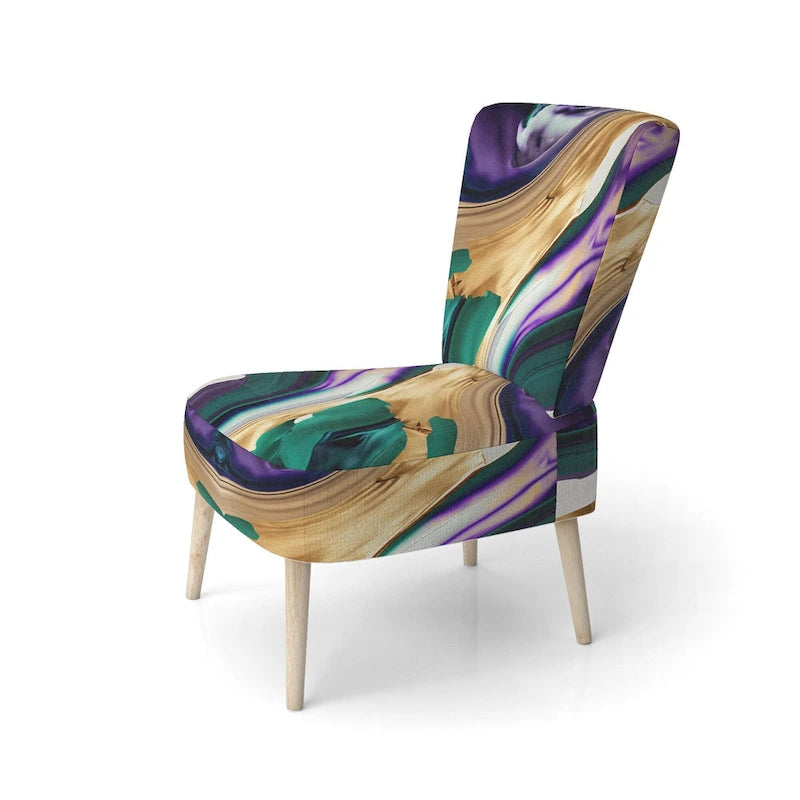 Designart Purple, Green And Gold Bold Strokes I Fauteuil d'appoint moderne et contemporain rembourré et fauteuil moderne