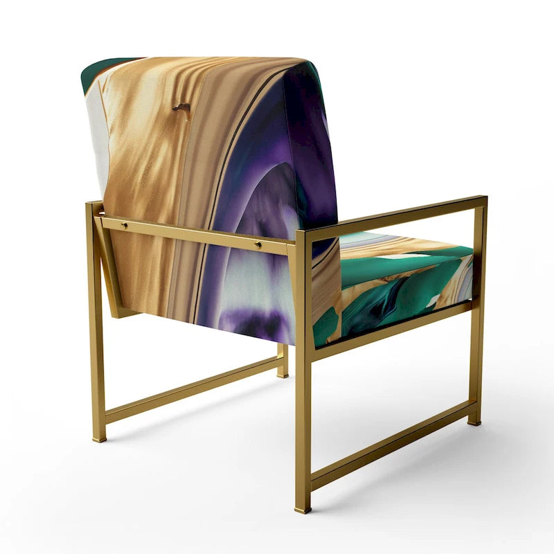Designart Purple, Green And Gold Bold Strokes I Fauteuil d'appoint moderne et contemporain rembourré et fauteuil moderne