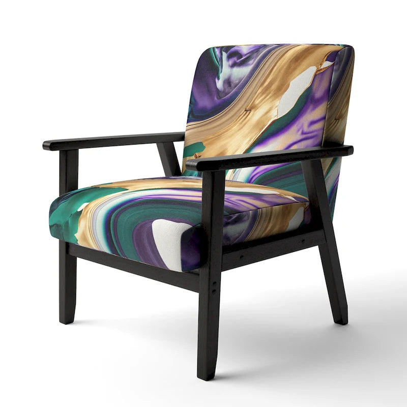 Designart Purple, Green And Gold Bold Strokes I Fauteuil d'appoint moderne et contemporain rembourré et fauteuil moderne