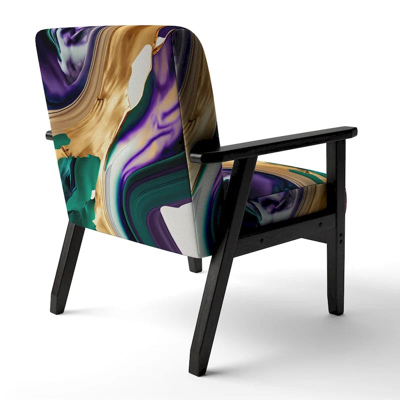 Designart Purple, Green And Gold Bold Strokes I Fauteuil d'appoint moderne et contemporain rembourré et fauteuil moderne
