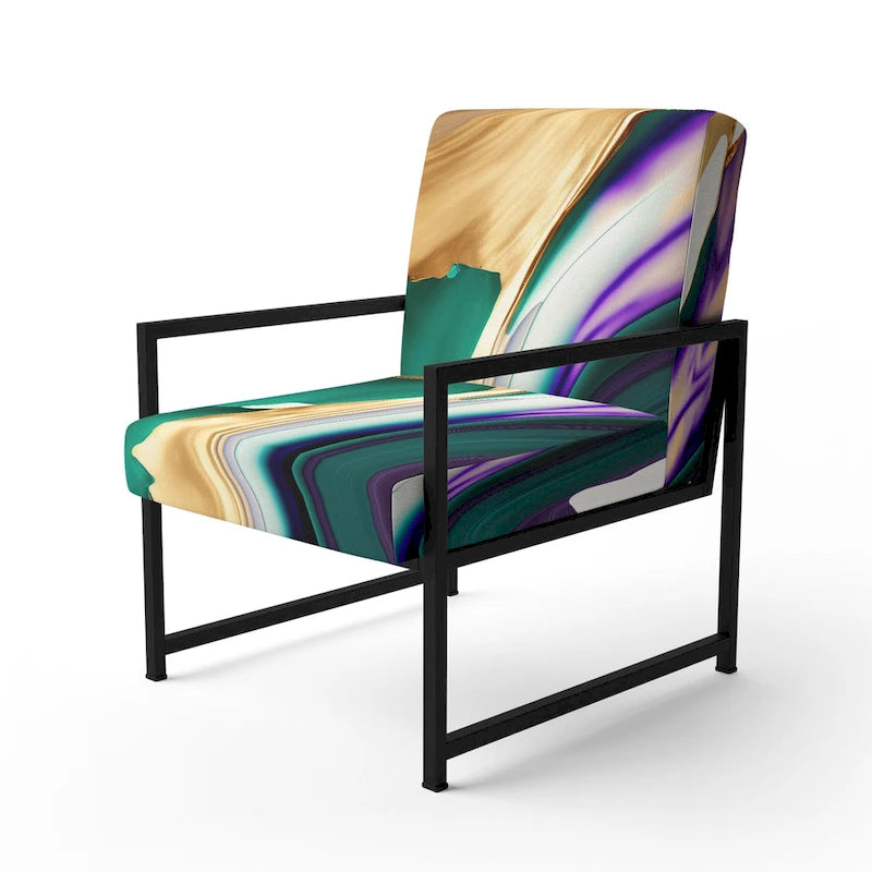 Designart Purple, Green And Gold Bold Strokes I Fauteuil d'appoint moderne et contemporain rembourré et fauteuil moderne