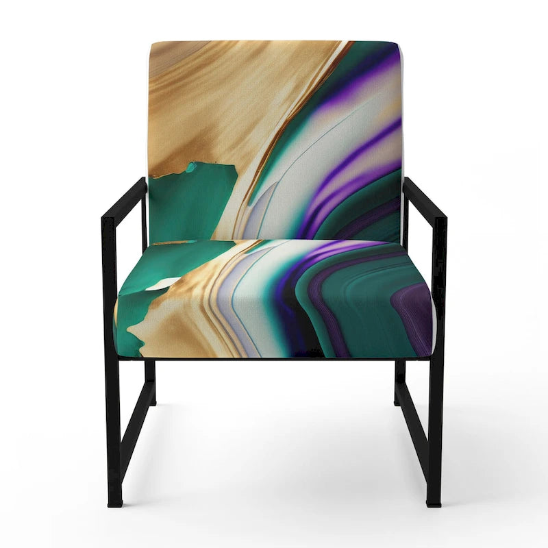 Designart Purple, Green And Gold Bold Strokes I Fauteuil d'appoint moderne et contemporain rembourré et fauteuil moderne