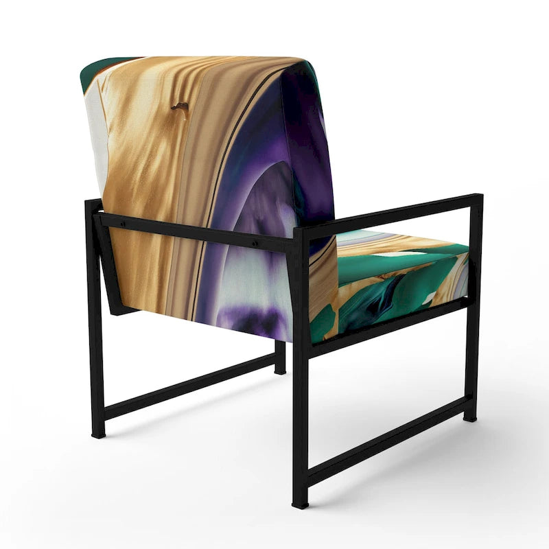 Designart Purple, Green And Gold Bold Strokes I Fauteuil d'appoint moderne et contemporain rembourré et fauteuil moderne