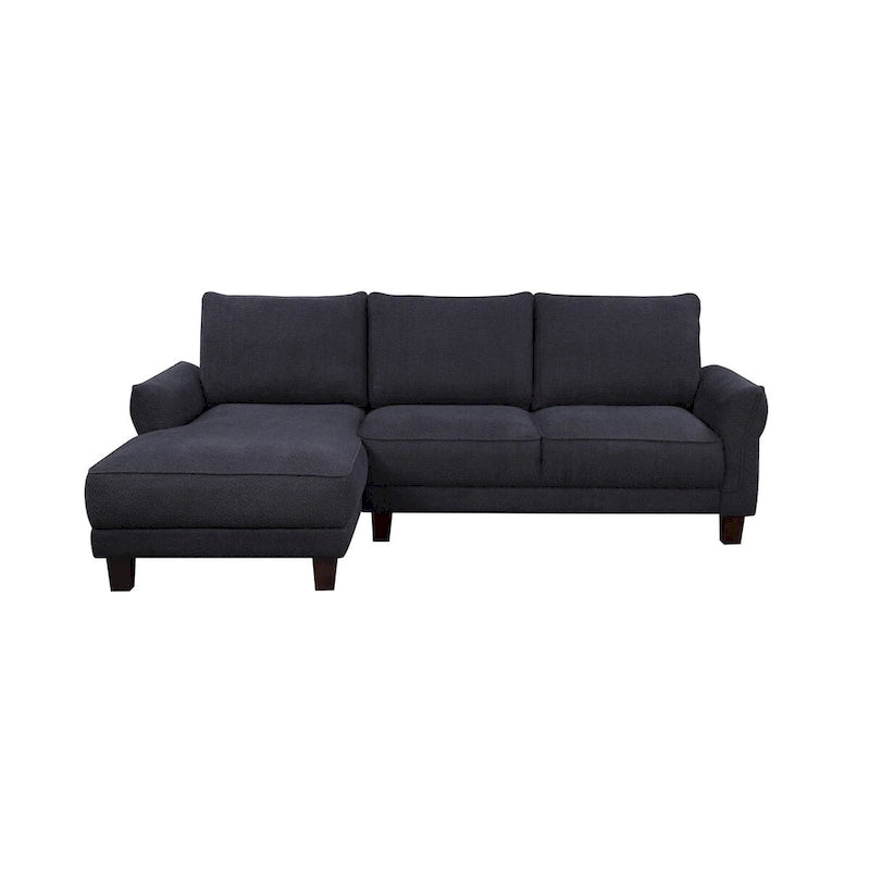 Canapé sectionnel Belle en sherpa noir avec méridienne à gauche - 96W x 59D x 34.5H