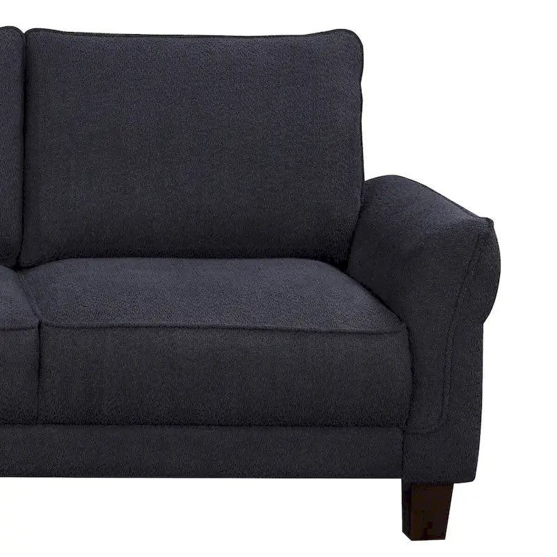 Canapé sectionnel Belle en sherpa noir avec méridienne à gauche - 96W x 59D x 34.5H