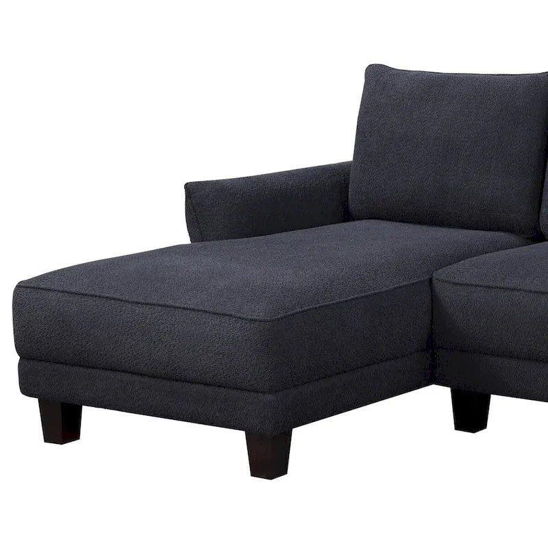 Canapé sectionnel Belle en sherpa noir avec méridienne à gauche - 96W x 59D x 34.5H