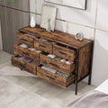 Commode en bois à 7 tiroirs, Armoire de rangement en bois pour chambre à coucher, Meuble à vêtements solide avec cadre en acier robuste