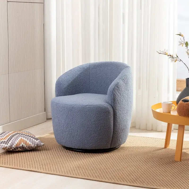Fauteuil d'appoint pivotant en tissu Teddy, fauteuil club