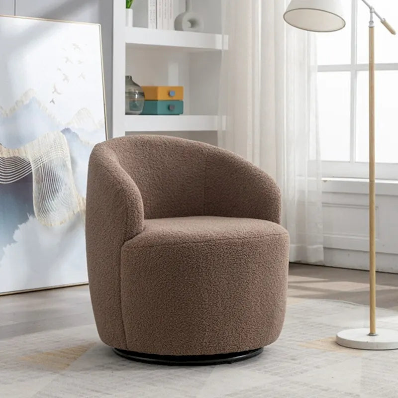 Fauteuil d'appoint pivotant en tissu Teddy, fauteuil club