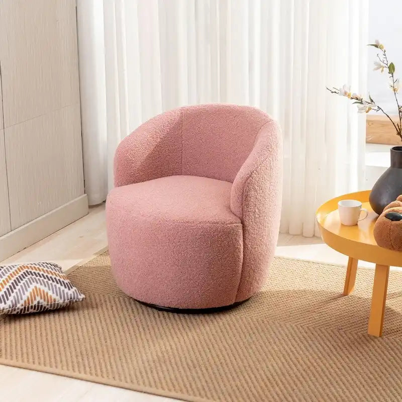 Fauteuil d'appoint pivotant en tissu Teddy, fauteuil club