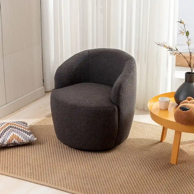 Fauteuil d'appoint pivotant en tissu Teddy, fauteuil club
