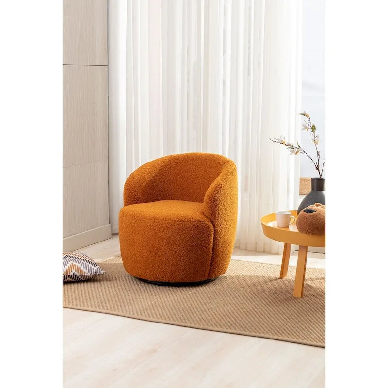 Fauteuil d'appoint pivotant en tissu Teddy, fauteuil club