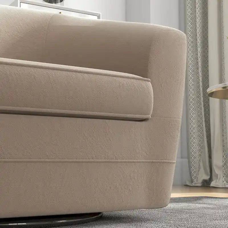 Fauteuil d'appoint pivotant avec pouf, Fauteuil club rond pivotant à 360 degrés en velours confortable pour chambre à coucher, salle de lecture