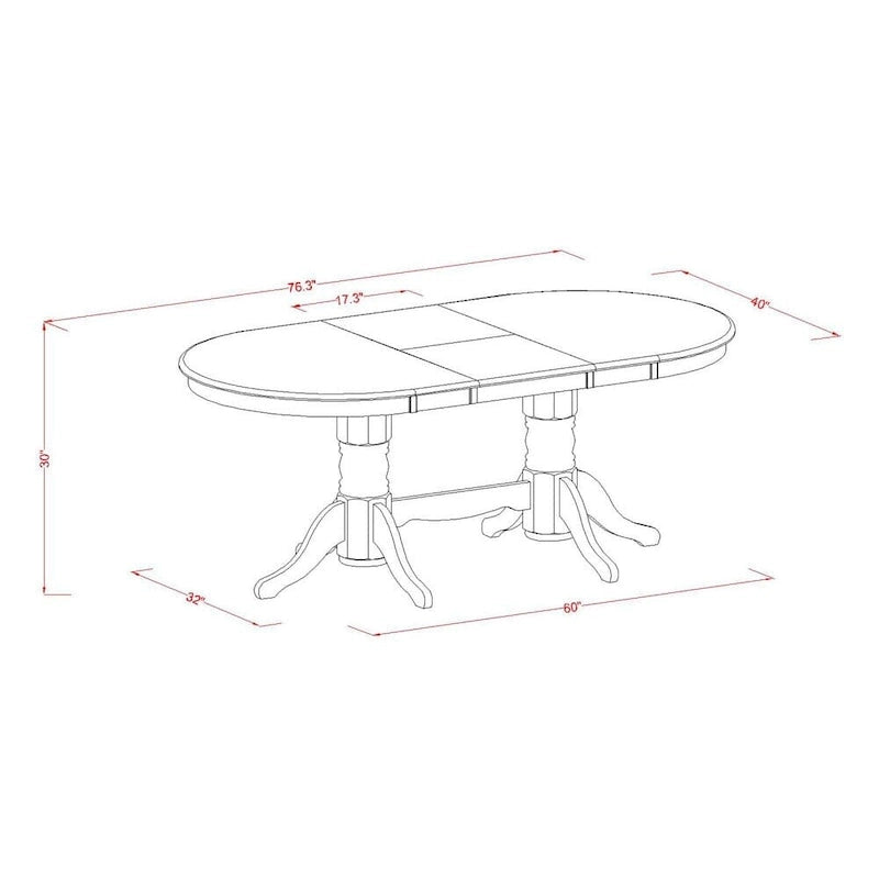 East West Furniture Ensemble de salle à manger 5 pièces - Table ovale avec rallonge papillon et 4 chaises de salle à manger, chêne
