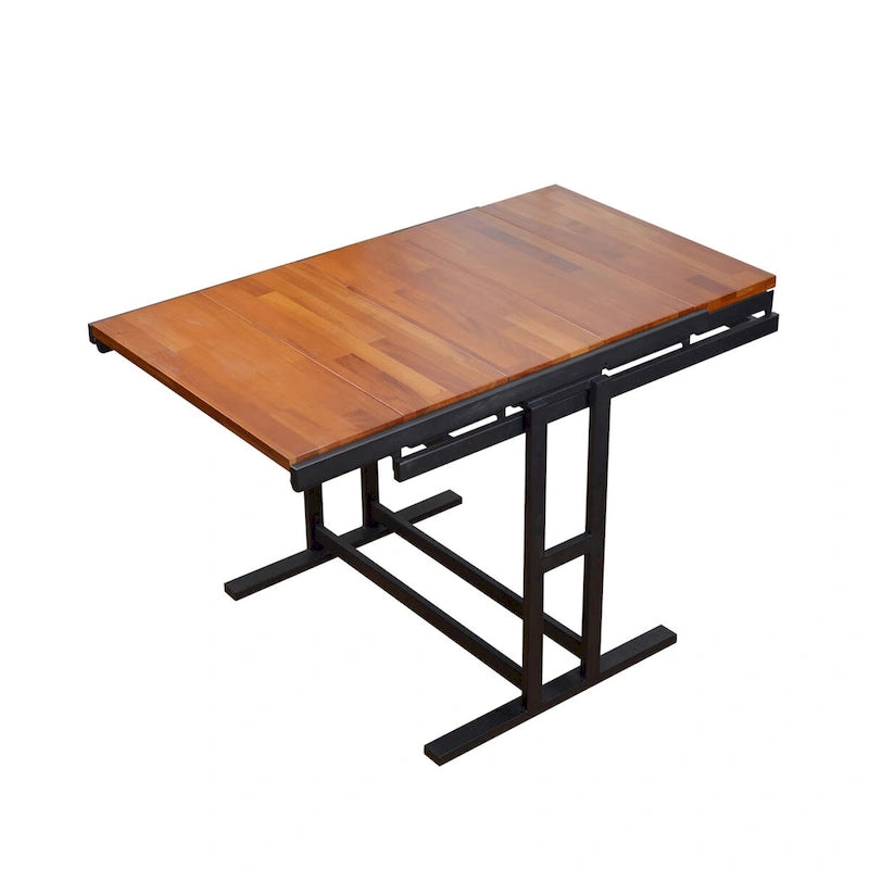 Table à manger convertible multifonctionnelle en bois de taille moyenne, Table à manger et étagère de transition pour la maison et la cuisine, Commutation libre