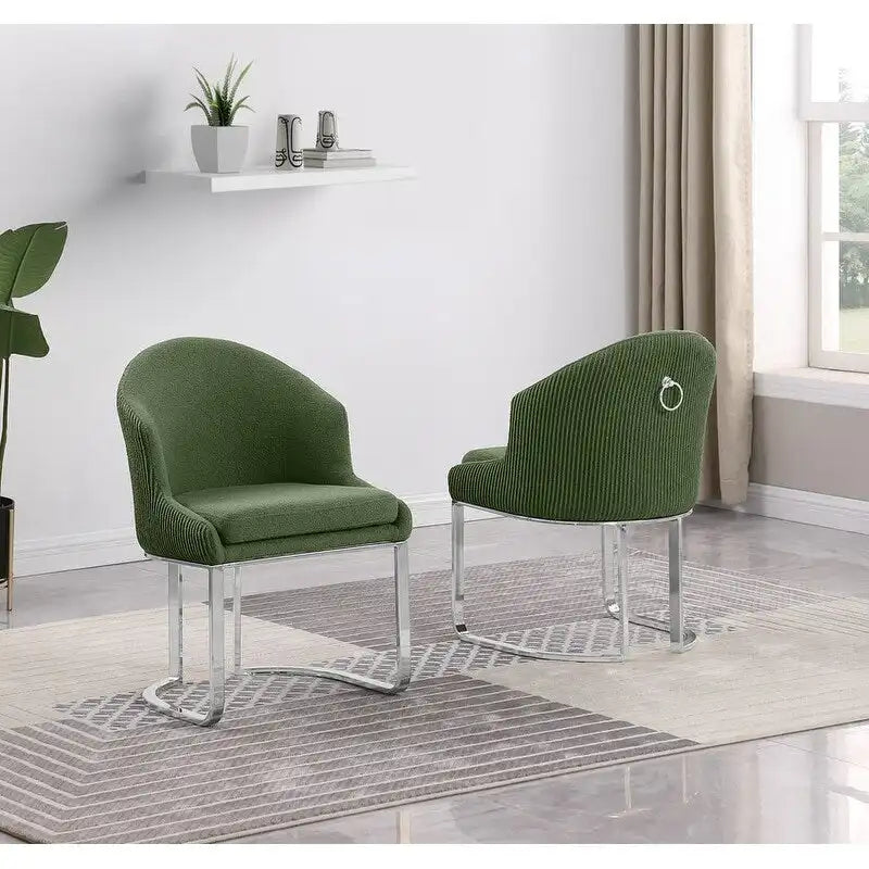 Chaises de salle à manger en tissu Teddy et chrome Best Quality Furniture (lot de 2) - S.O.