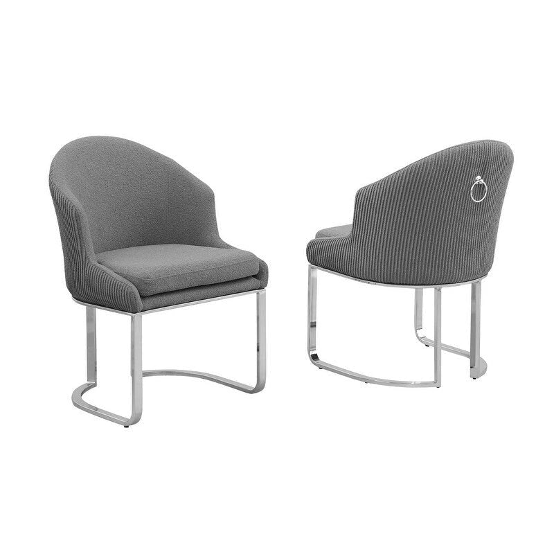 Chaises de salle à manger en tissu Teddy et chrome Best Quality Furniture (lot de 2) - S.O.
