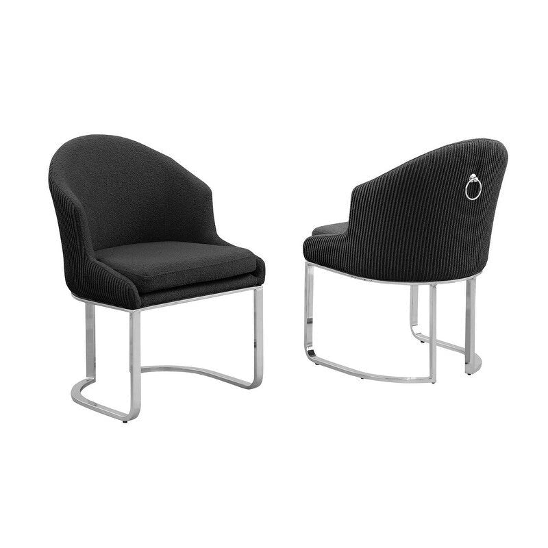Chaises de salle à manger en tissu Teddy et chrome Best Quality Furniture (lot de 2) - S.O.