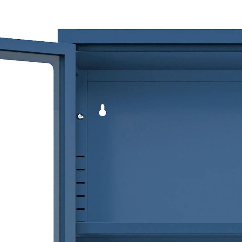 Meuble de rangement moderne et minimaliste en verre trempé à 3 faces avec quatre portes