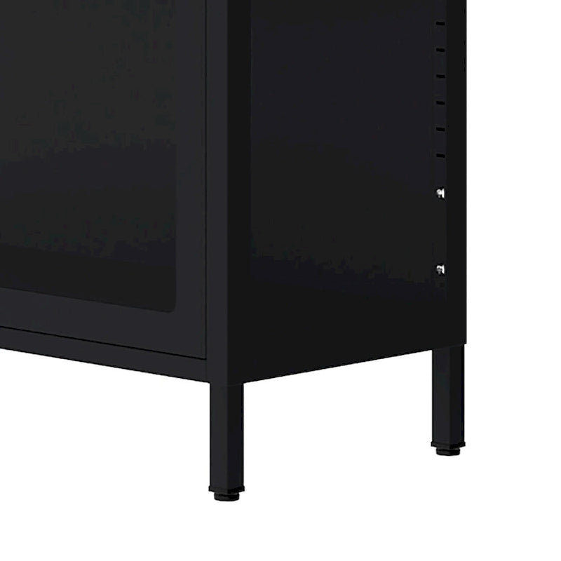 Meuble de rangement moderne et minimaliste en verre trempé à 3 faces avec quatre portes