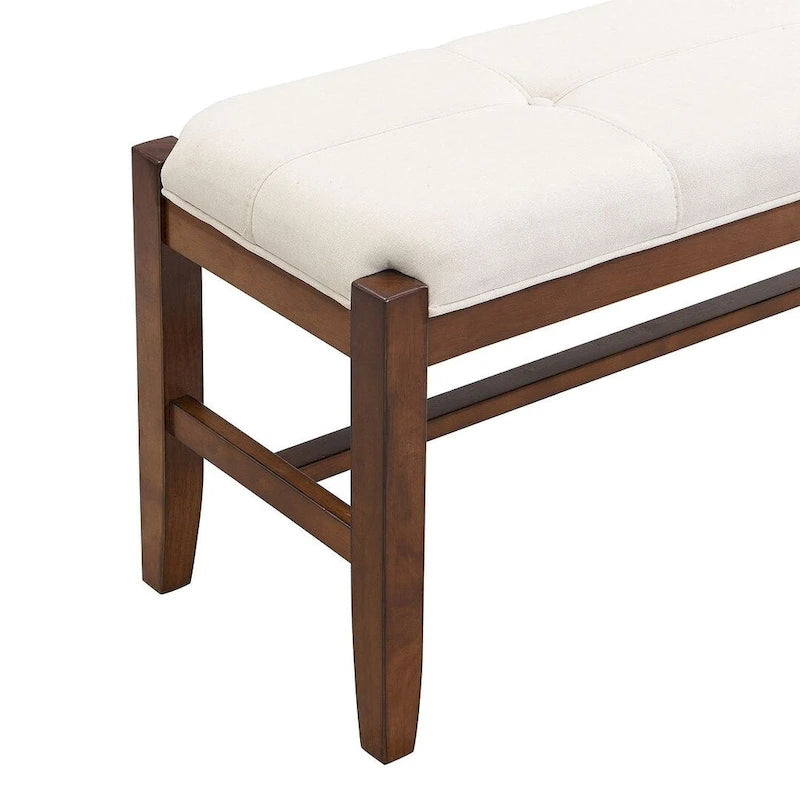 Ensemble de salle à manger 4 pièces avec table effet marbre, 2 chaises rembourrées et banc avec pieds en bois