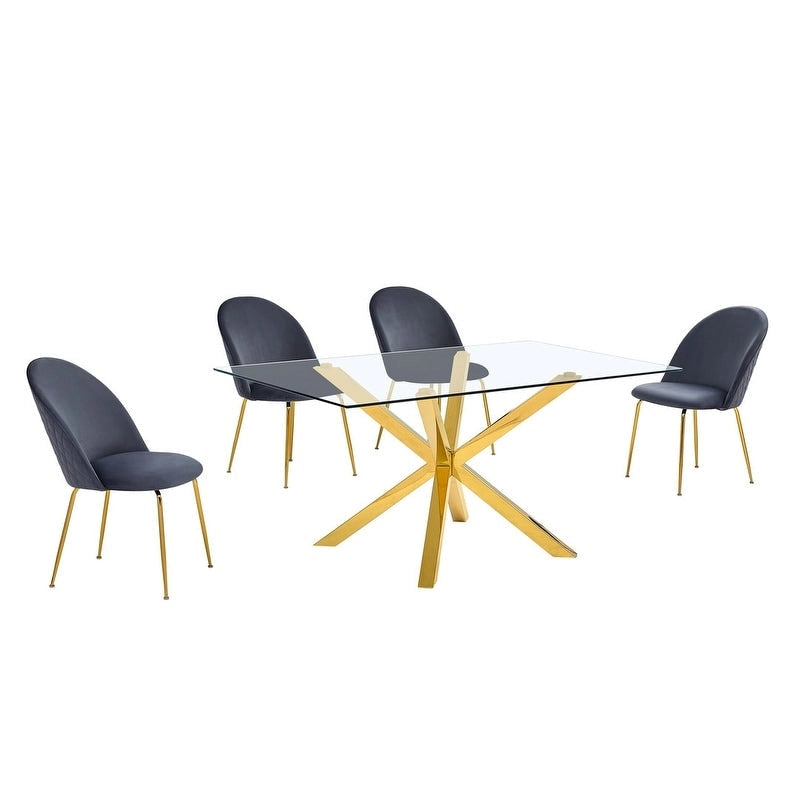 Ensemble de salle à manger 5 pièces en verre contemporain de qualité supérieure