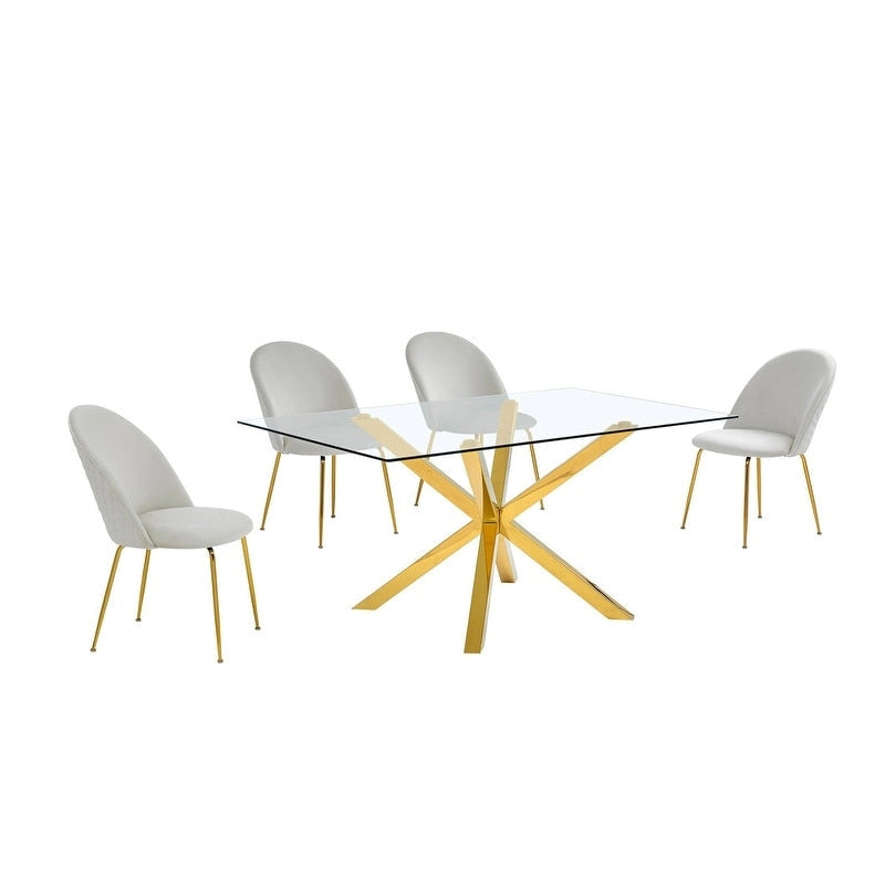 Ensemble de salle à manger 5 pièces en verre contemporain de qualité supérieure