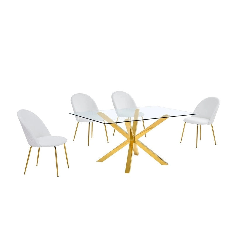 Ensemble de salle à manger 5 pièces en verre contemporain de qualité supérieure