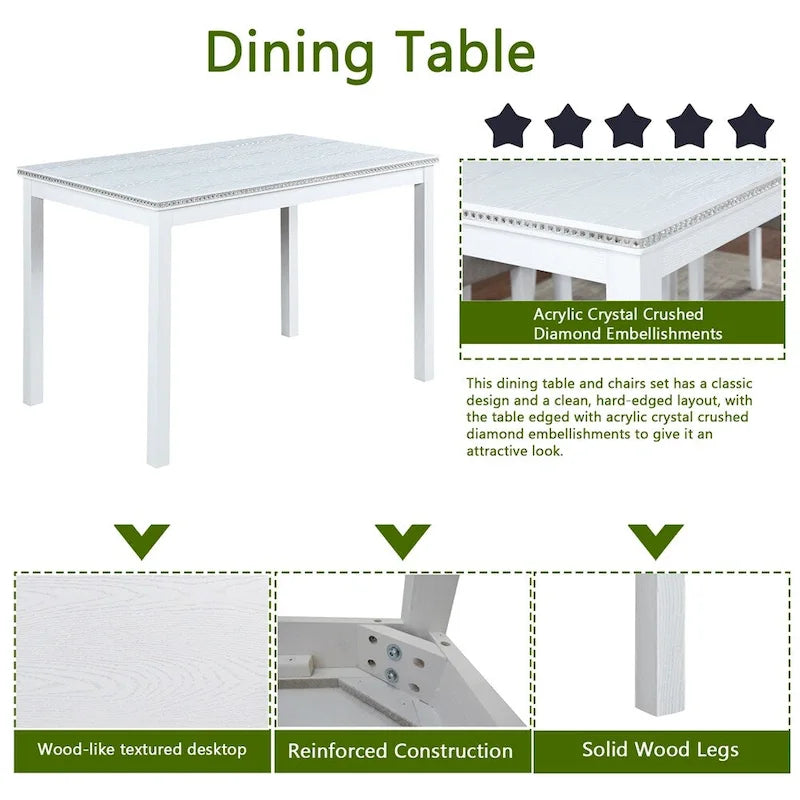 Ensemble table de salle à manger et 4 chaises hautes en bois