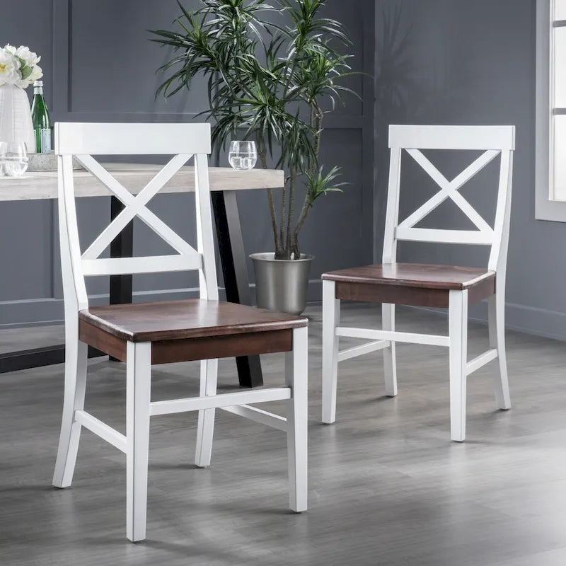 Chaises de salle à manger Roshan Farmhouse en bois d'acacia, lot de 2
