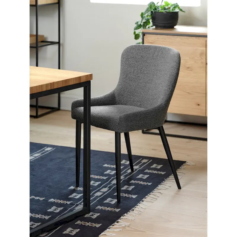 Chaises de salle à manger Rye Studio en bouclette avec pieds en acier noir, lot de 2