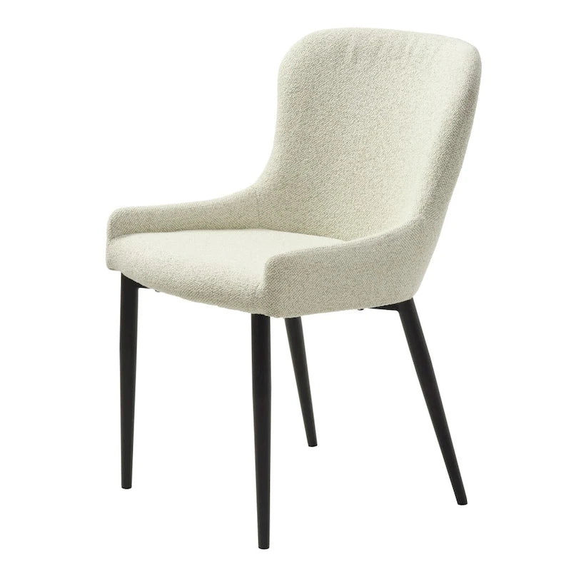 Chaises de salle à manger Rye Studio en bouclette avec pieds en acier noir, lot de 2