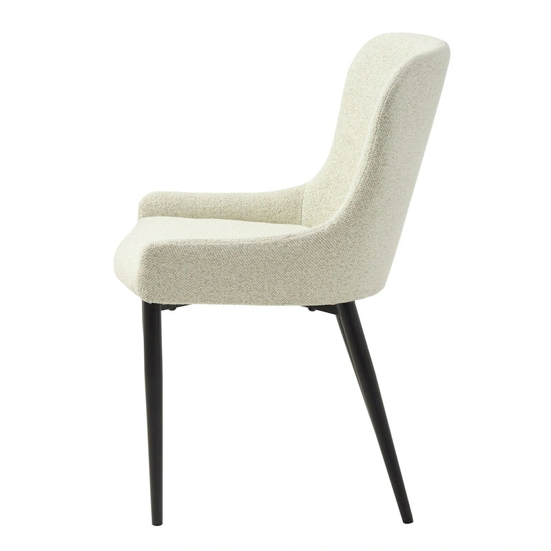 Chaises de salle à manger Rye Studio en bouclette avec pieds en acier noir, lot de 2