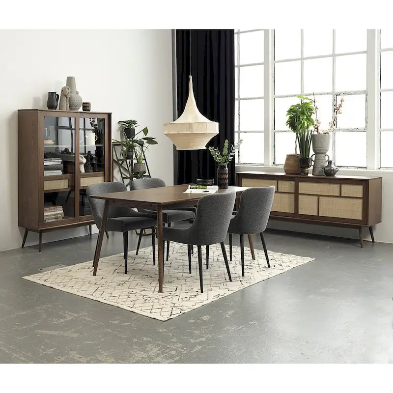 Chaises de salle à manger Rye Studio en bouclette avec pieds en acier noir, lot de 2