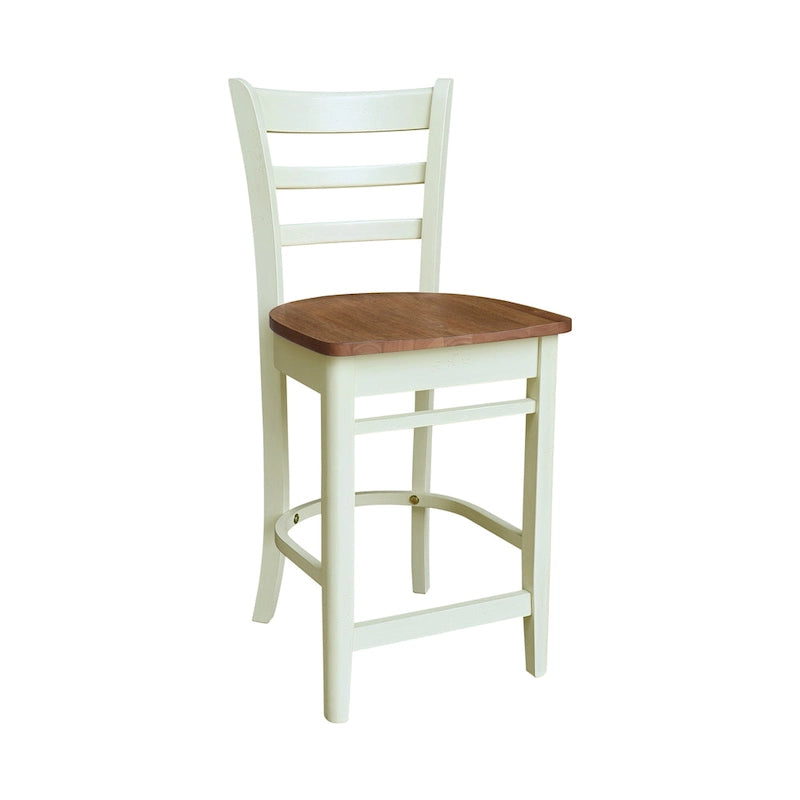 Table de salle à manger ronde en bois massif de 76 cm de hauteur de comptoir avec 2 tabourets