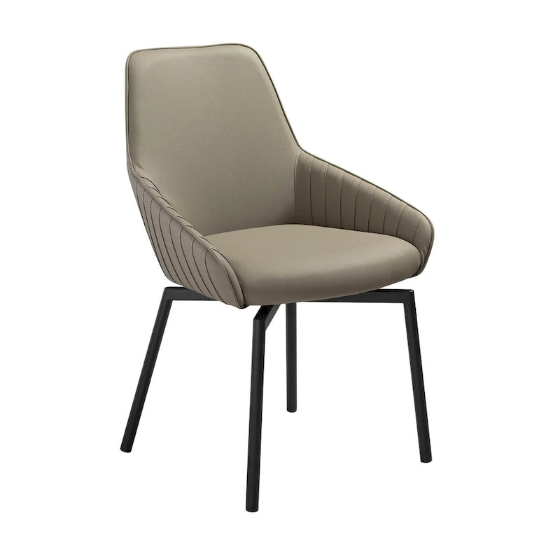 Lot de 2 chaises de salle à manger pivotantes Shin de 58 cm, incurvées, cuir synthétique gris, noir