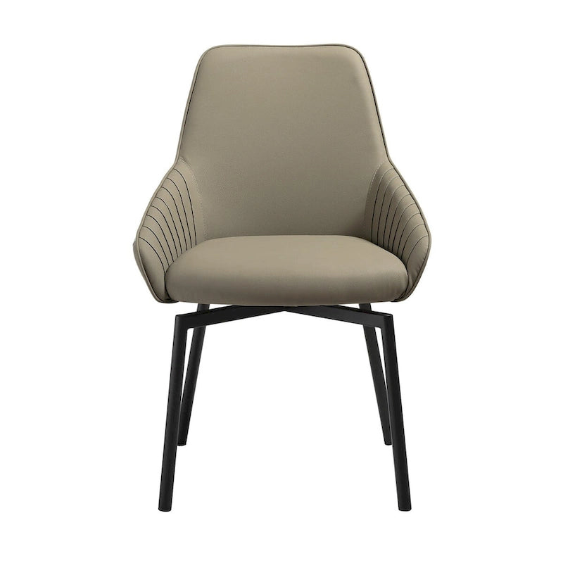 Lot de 2 chaises de salle à manger pivotantes Shin de 58 cm, incurvées, cuir synthétique gris, noir