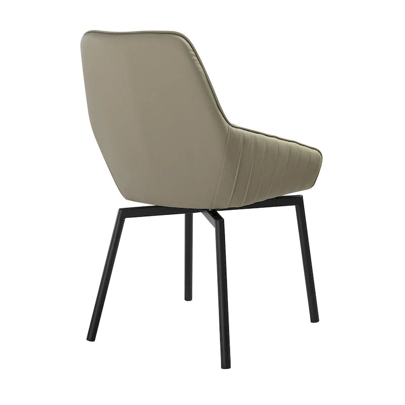 Lot de 2 chaises de salle à manger pivotantes Shin de 58 cm, incurvées, cuir synthétique gris, noir