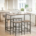 Ensemble de salle à manger en bois avec table de bar et 4 tabourets (Lot de 5)