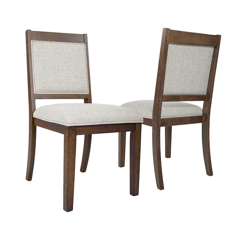 HomePop Chaise de salle à manger en bois rembourrée à dossier ouvert – Lot de 2