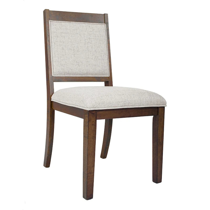 HomePop Chaise de salle à manger en bois rembourrée à dossier ouvert – Lot de 2
