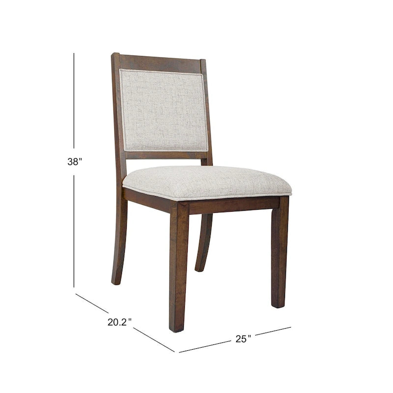 HomePop Chaise de salle à manger en bois rembourrée à dossier ouvert – Lot de 2