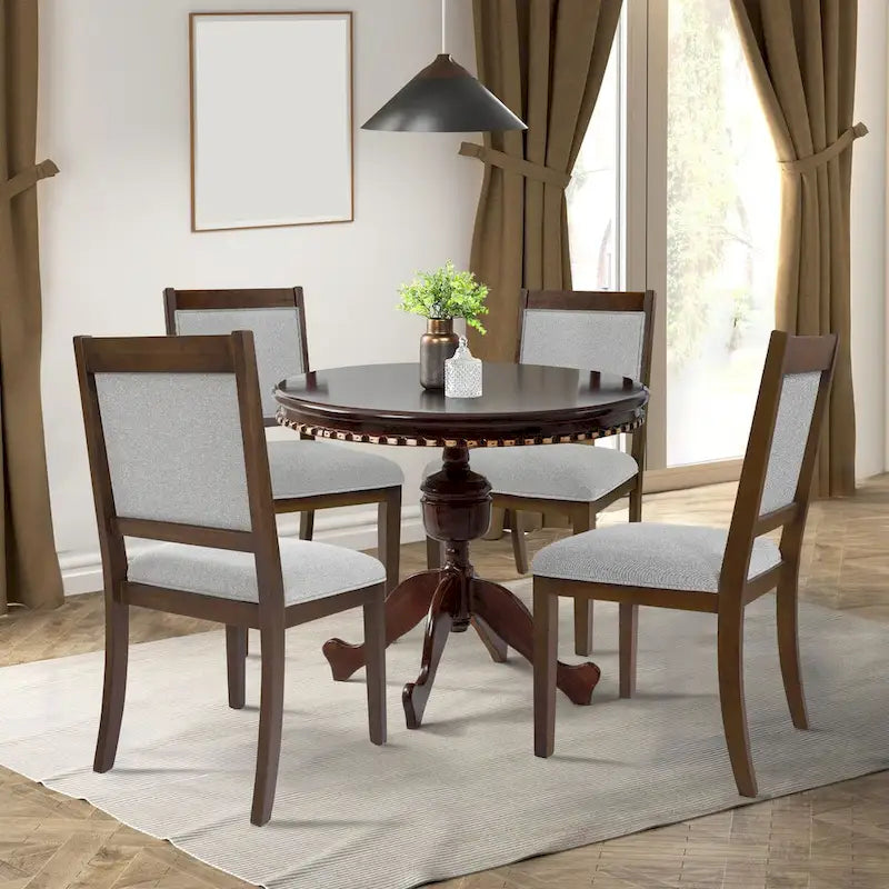 HomePop Chaise de salle à manger en bois rembourrée à dossier ouvert – Lot de 2
