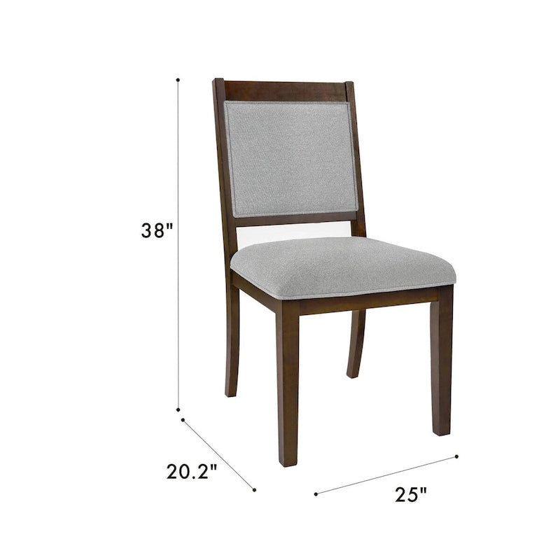 HomePop Chaise de salle à manger en bois rembourrée à dossier ouvert – Lot de 2